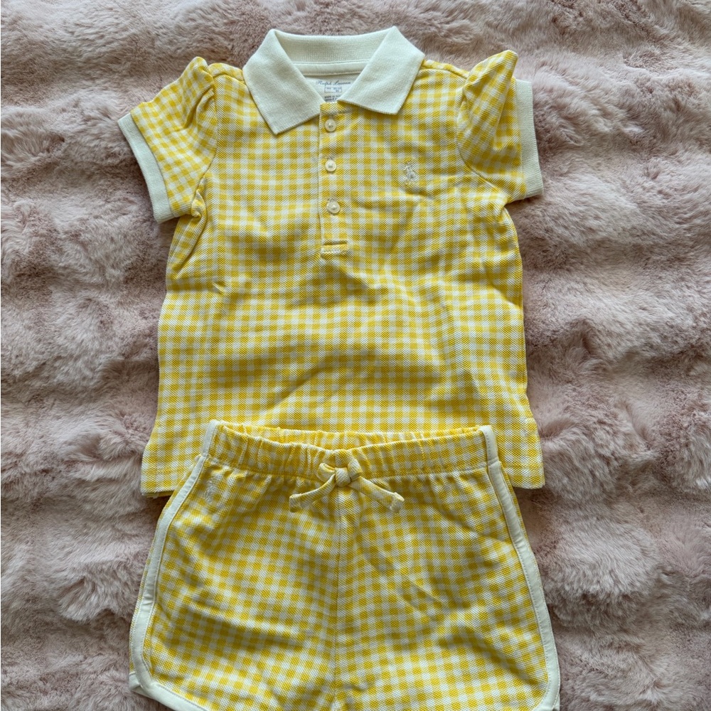 Yellow Gingham Collared Polo Set - Picture 2 of 5